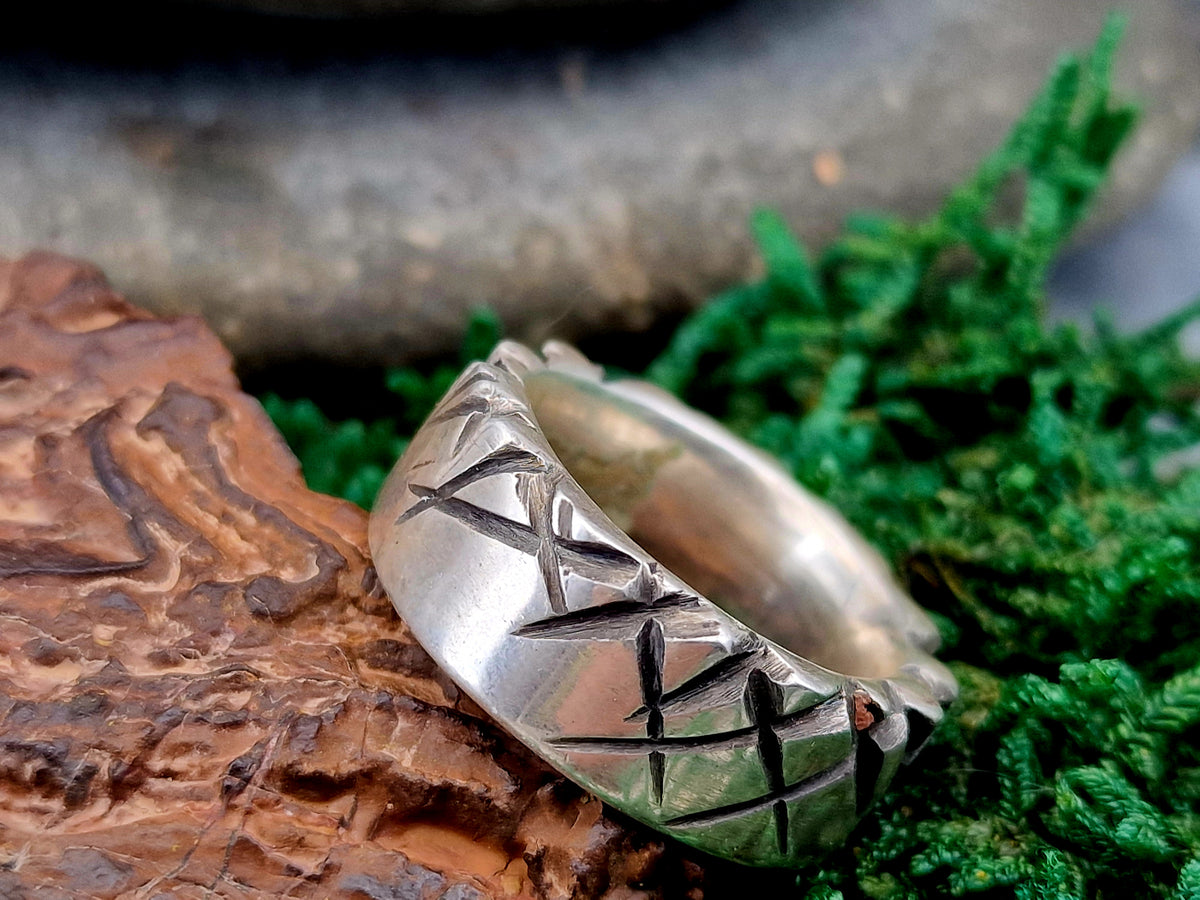 Massiver Tribal Design Ring, Gr.61 (19,5), aus 925er Silber, teilgeschwärzt, Handarbeit, Unikat, Unisex