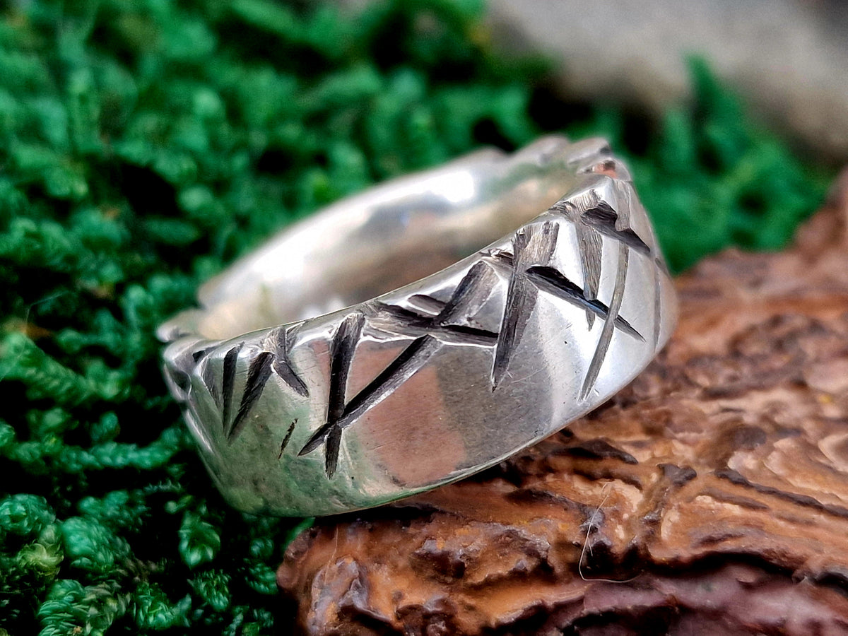 Massiver Tribal Design Ring, Gr.61 (19,5), aus 925er Silber, teilgeschwärzt, Handarbeit, Unikat, Unisex
