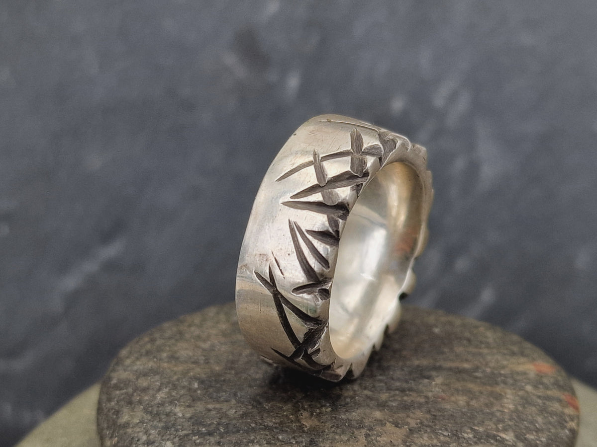 Massiver Tribal Design Ring, Gr.61 (19,5), aus 925er Silber, teilgeschwärzt, Handarbeit, Unikat, Unisex