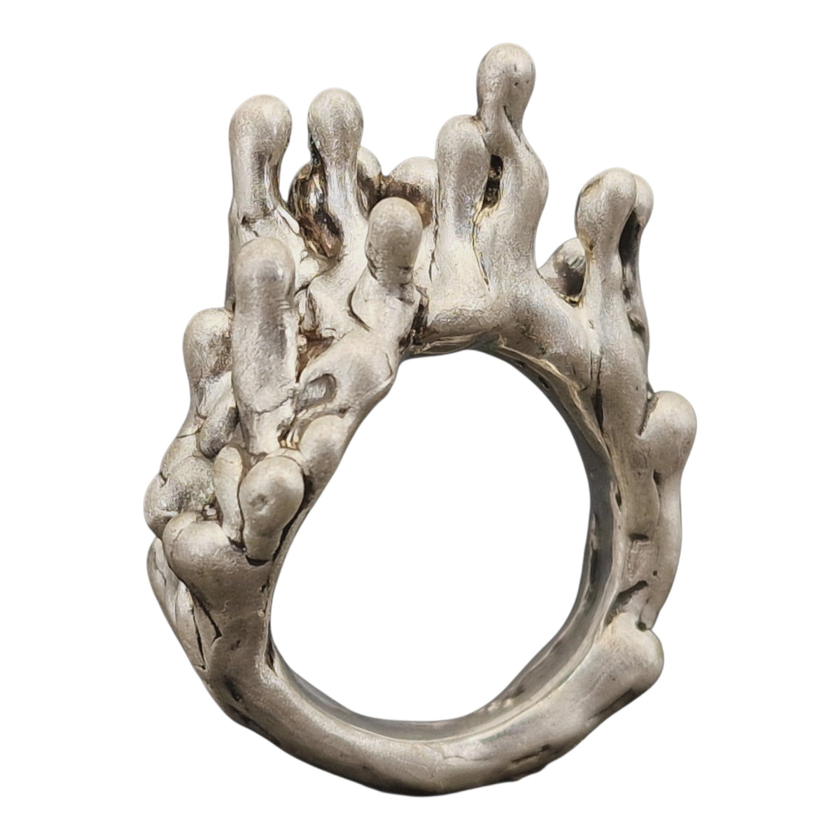 Kunstvoller und massiver "Anti Gravity" Design Ring aus mattiertem 925er Silber, Gr.57 (18,3), außergewöhnlich, massiv, Unikat, Handarbeit
