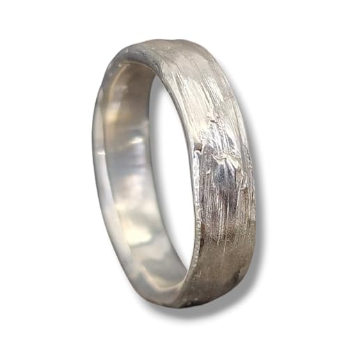 LeoLars-PABE Kräuterblätter 420 Design Ring aus 925er Silber, Oberfläche aus echten Kräutern abgeformt, Größe: 55 (17,5), Unikat, Handarbeit