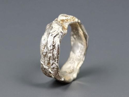 LeoLars-PABE Struktur Design Kraftring, Gr.59-60 (19), aus 925er Silber, glänzend, teileloxiert, Unisex, handgeschmiedet, Unikat, Handarbeit