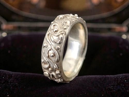 LeoLars-PABE Verspielter verschnörkelter massiver Design Ring aus 925er Silber, Unisex, Unikat, Handarbeit
