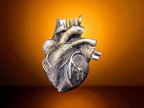 LeoLars-PABE Design Anhänger als anatomisches Herz, aus 925er Silber, teilgeschwärzt, 3farbige Optik, außergewöhnlich, Herz Anhänger mal anders, Unikat, Handarbeit, Unisex