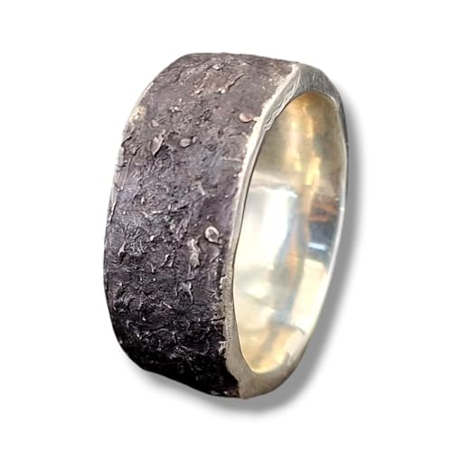 LeoLars-PABE Herren Sushi Design Ring aus 925er Silber, Noriblatt Oberflächenstruktur, geschwärzt, Größe 62 (19,8) Unikat, Handarbeit