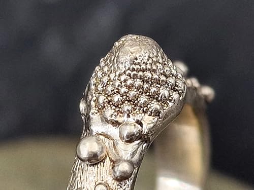 LeoLars-PABE Romanesco Design Ring, Gr. 55-56 (17,8), aus 925er Silber, abgeformt von echtem Romanesco, Ringschiene mit Kugeln und gebürstet, Vegetarier, Veganer, Unikat, Handarbeit