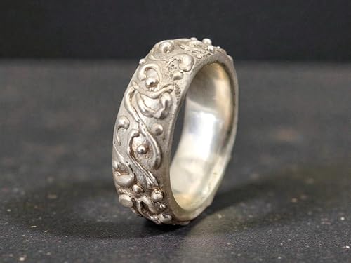 LeoLars-PABE Verspielter verschnörkelter massiver Design Ring aus 925er Silber, Unisex, Unikat, Handarbeit