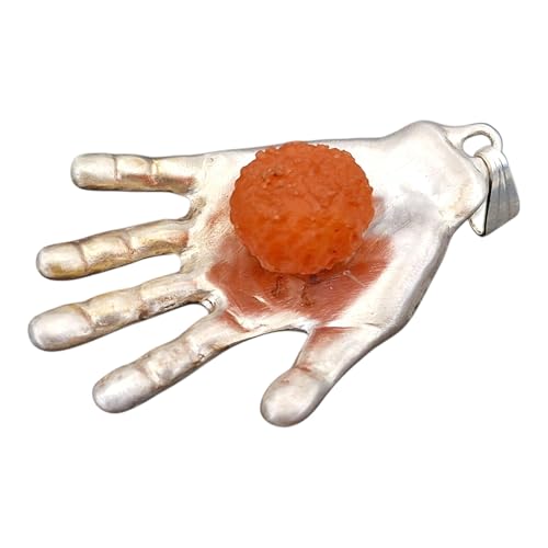 LeoLars-PABE Design Anhänger Hand mit unbearbeitetem natürlichen Karneol aus 925er Silber, Unikat, Handarbeit, Unisex