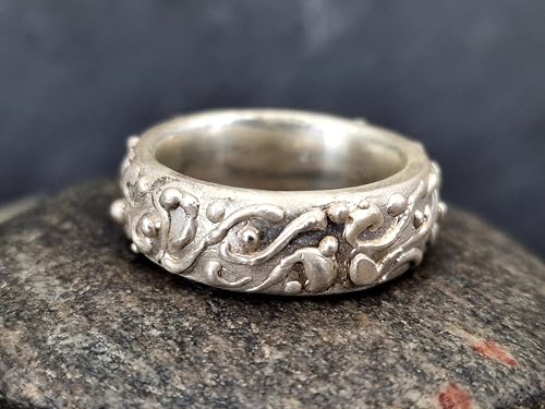 LeoLars-PABE Verspielter verschnörkelter massiver Design Ring aus 925er Silber, Unisex, Unikat, Handarbeit