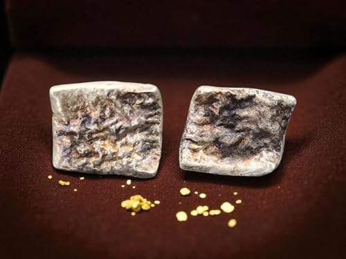 Teilgeschwärzte und teileloxierte 925er Silber Ohrstecker mit aufgefuster Oberflächen Struktur und Flügelmuttern, Nr. 113, Unikat, Handarbeit, Unisex