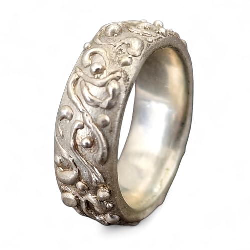 LeoLars-PABE Verspielter verschnörkelter massiver Design Ring aus 925er Silber, Unisex, Unikat, Handarbeit