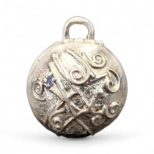 LeoLars-PABE Medaillon Anhänger aus 925er Silber mit facettierten Tansanit, Design Anhänger, verspieltes verschnörkeltes Muster, sicheres öffnen und schließen, Unikat, Handarbeit, Unisex