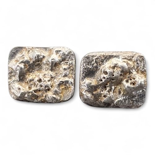 Design Ohrstecker aus 925er Silber mit teileloxierter und aufgefuster Oberfläche, Flügelmuttern, Unikat, Handarbeit, Unisex, Nr. 114