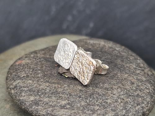 Design Ohrstecker mit aufgefuster Oberflächen Struktur aus 925er Silber mit Flügelmuttern, Unikat, Handarbeit, Nr. 112, Unisex