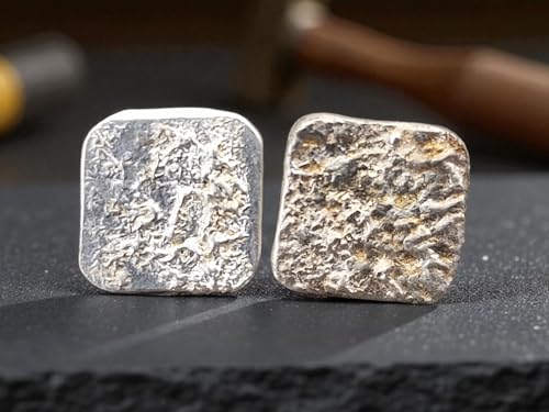 Design Ohrstecker mit aufgefuster Oberflächen Struktur aus 925er Silber mit Flügelmuttern, Unikat, Handarbeit, Nr. 112, Unisex