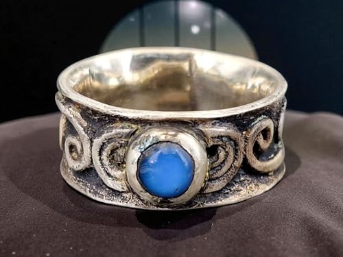 LeoLars-PABE Magischer MondsteinDesign Ring, Gr. 57-58 (18,3), aus teilgeschwärztem 925er Silber, mit tollem und intensivem blauem Schimmer, Unikat, Handarbeit