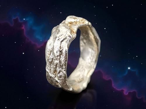 LeoLars-PABE Struktur Design Kraftring, Gr.59-60 (19), aus 925er Silber, glänzend, teileloxiert, Unisex, handgeschmiedet, Unikat, Handarbeit