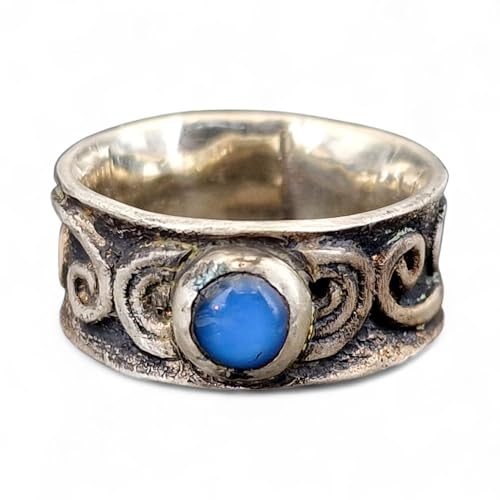 LeoLars-PABE Magischer MondsteinDesign Ring, Gr. 57-58 (18,3), aus teilgeschwärztem 925er Silber, mit tollem und intensivem blauem Schimmer, Unikat, Handarbeit