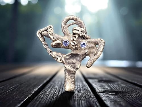 LeoLars-PABE Frei gestalteter Design Anhänger aus 925er Silber mit zwei rund facettierten Tansaniten, teilgeschwärzt, Unikat, Handarbeit, Unisex