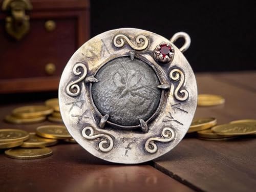 LeoLars-PABE Magisch mystischer Design Anhänger aus 925er Silber, mit einer handgecarvten Eule auf Silberobsidian, Granat, viele Symbole und Runen, Unikat, Handarbeit, Unisex