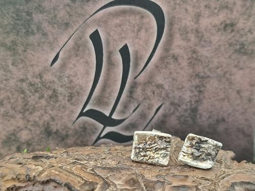 Teilgeschwärzte und teileloxierte 925er Silber Ohrstecker mit aufgefuster Oberflächen Struktur und Flügelmuttern, Nr. 113, Unikat, Handarbeit, Unisex