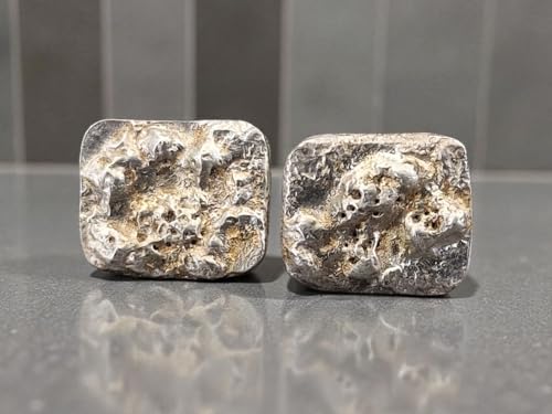 Design Ohrstecker aus 925er Silber mit teileloxierter und aufgefuster Oberfläche, Flügelmuttern, Unikat, Handarbeit, Unisex, Nr. 114