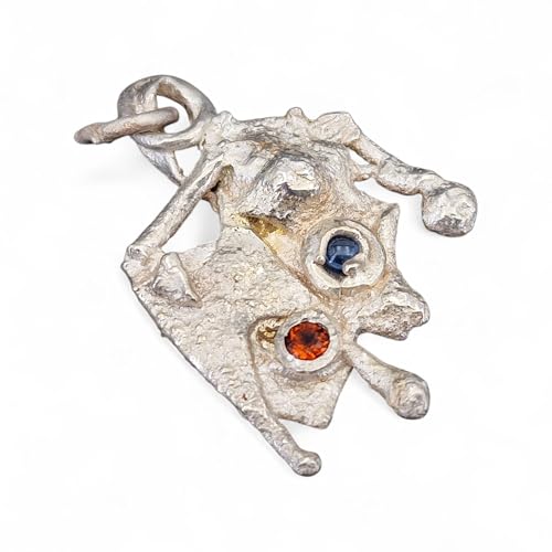 LeoLars-PABE 925er Silber Design Anhänger mit Saphir Cabochon und Mandarin Granat, wild, aussergewöhnlich, Unikat, Unisex, Handarbeit