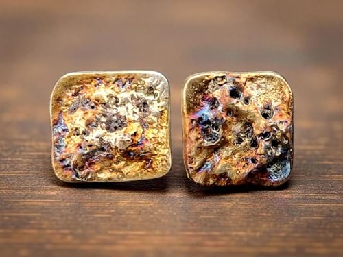 Design Ohrstecker mit aufgefuster und eloxierter Oberfläche aus 925er Silber, mit Flügelmuttern, Unikat, Handarbeit, Unisex