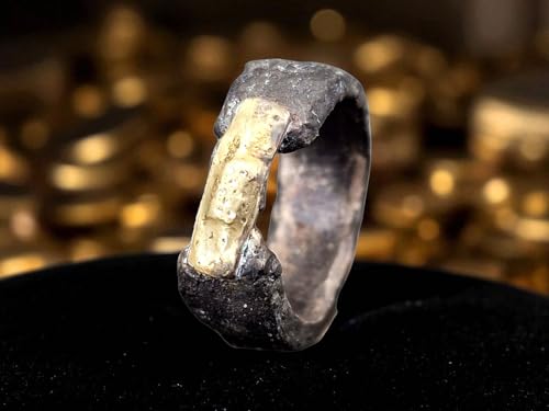 LeoLars-PABE 925er Silber Design Ring mit 585er Gelbgold Pflaster, Gr.54 (17,2), Bicolor, natürlich, rauh, geschwärzt, Unikat, Handarbeit