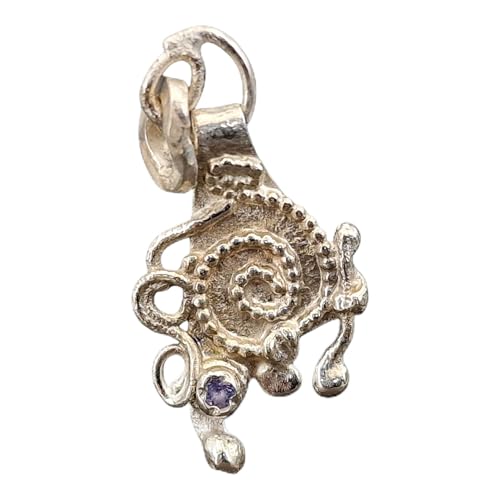 LeoLars-PABE Tansanit Design Anhänger aus 925er Silber, Spirale des Lebens, modern, wild, runder facettierter Tansanit, Unikat, Handarbeit