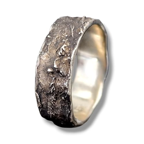 LeoLars-PABE geschwärzter Damen Ring im Sushi Design aus 925er Silber, Noriblatt Oberflächen Struktur, Unikat, Handarbeit, Größe 58 (18,2)