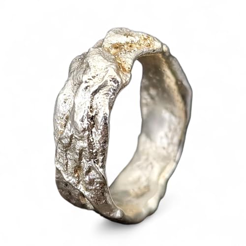 LeoLars-PABE Struktur Design Kraftring, Gr.59-60 (19), aus 925er Silber, glänzend, teileloxiert, Unisex, handgeschmiedet, Unikat, Handarbeit