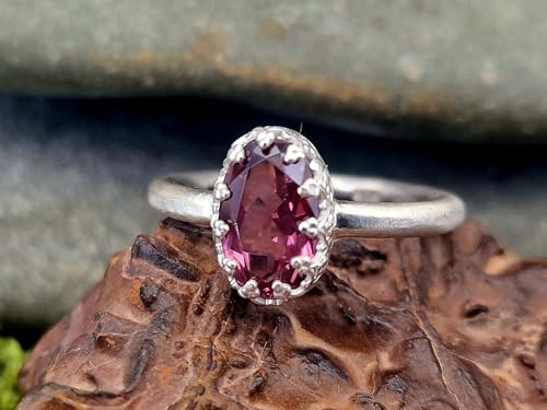 LeoLars-PABE Rosa Turmalin Design Ring, Gr.60 (19,3), aus 925er Silber mit runder mattierter Ringschiene und Galeriefassung, verspielt, Unikat, Handarbeit