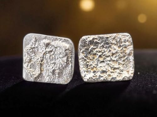 Design Ohrstecker aus 925er Silber mit aufgefuster Oberflächen Struktur und Flügelmuttern, Nr.111, Unikat, Handarbeit, Unisex