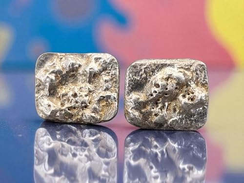 Design Ohrstecker aus 925er Silber mit teileloxierter und aufgefuster Oberfläche, Flügelmuttern, Unikat, Handarbeit, Unisex, Nr. 114