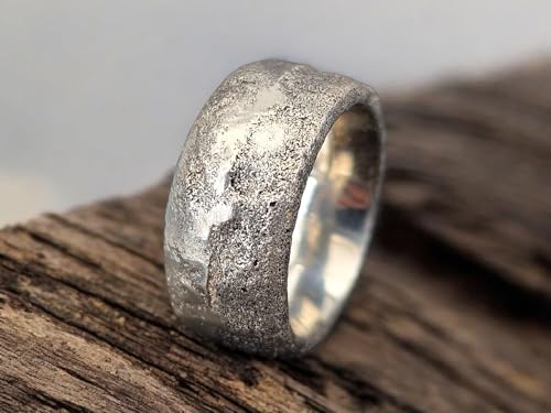 LeoLars-PABE Sandguss Design Ring aus 925er Silber, Gr.54 (17,3), Nr. 160, Sandguss typische Oberflächenstruktur, sehr massiv, Unikat, Handarbeit
