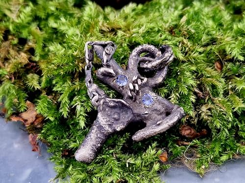 LeoLars-PABE Frei gestalteter Design Anhänger aus 925er Silber mit zwei rund facettierten Tansaniten, teilgeschwärzt, Unikat, Handarbeit, Unisex