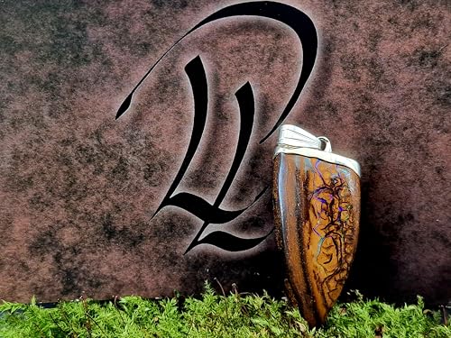 LeoLars-PABE Schlichter Boulder Opal Anhänger aus 925er Silber, mit tollem Muster und partiellem Opalfeuer in lila und grün, Unikat, Handarbeit, Unisex