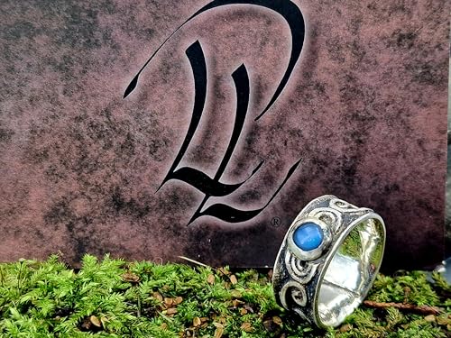 LeoLars-PABE Magischer MondsteinDesign Ring, Gr. 57-58 (18,3), aus teilgeschwärztem 925er Silber, mit tollem und intensivem blauem Schimmer, Unikat, Handarbeit