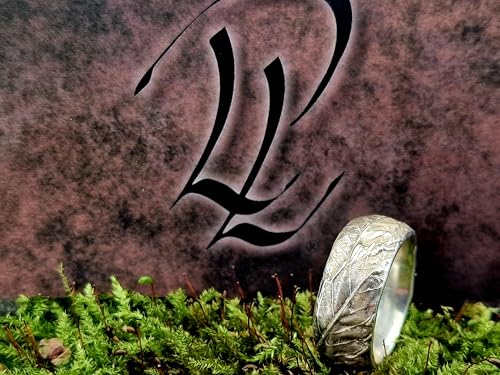 LeoLars-PABE Design Kräuterblatt Ring 420 aus 925er Silber, Nr.004, Oberfläche aus echten Kräutern hergestellt, teils glänzend, teils mattiert, Unisex, Gr. 55-56 (18,7), Unikat, Handarbeit