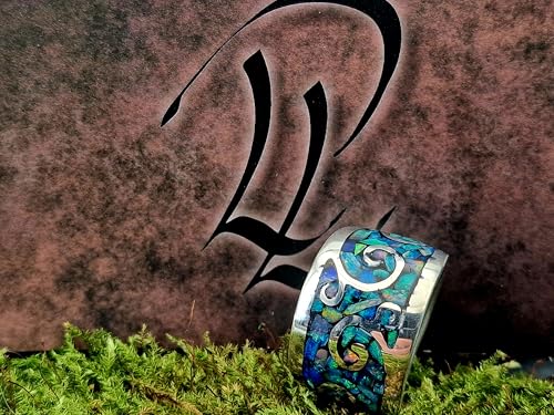 LeoLars-PABE Lightning Ridge Opalsplitter Design Ring, Gr. 56-57, aus 925er Silber, verspielt, verschnörkelt, massiv, Splitter in Kunstoff, Unikat, Handarbeit