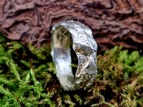 LeoLars-PABE Struktur Design Kraftring, Gr.59-60 (19), aus 925er Silber, glänzend, teileloxiert, Unisex, handgeschmiedet, Unikat, Handarbeit