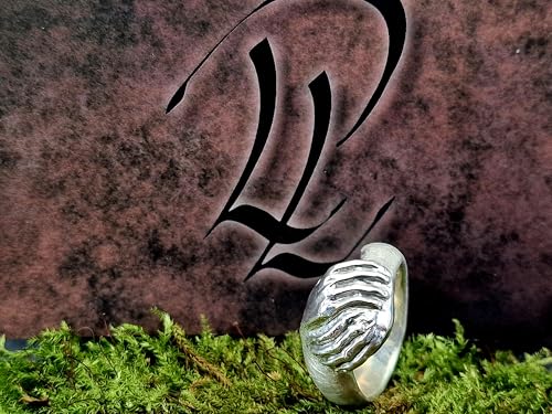 LeoLars-PABE Design Ring Hand in Hand, Gr. 56 (18) aus 925er Silber, teil poliert teil eismattiert, Unikat, Handarbeit