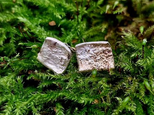 925er Silber Design Ohrstecker mit aufgefuster Oberflächen Struktur, teileloxiert, mit Flügelmuttern, Unikat, Handarbeit, Unisex, Nr. 110