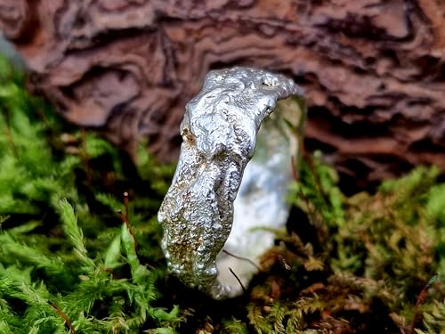 LeoLars-PABE Struktur Design Kraftring, Gr.59-60 (19), aus 925er Silber, glänzend, teileloxiert, Unisex, handgeschmiedet, Unikat, Handarbeit