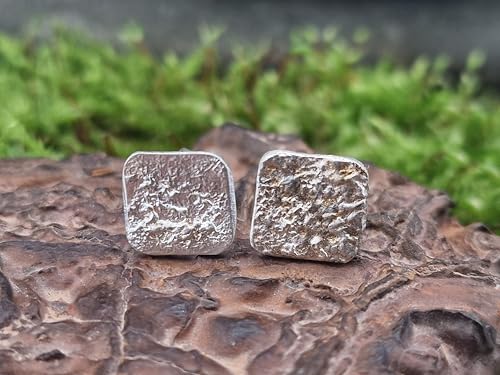 Design Ohrstecker mit aufgefuster Oberflächen Struktur aus 925er Silber mit Flügelmuttern, Unikat, Handarbeit, Nr. 112, Unisex