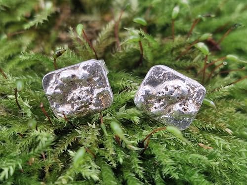 Design Ohrstecker aus 925er Silber mit teileloxierter und aufgefuster Oberfläche, Flügelmuttern, Unikat, Handarbeit, Unisex, Nr. 114