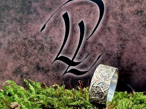 LeoLars-PABE Auf alt gemachter Struktur Ring aus 925er Silber, Gr. 56 (18), teileloxiert, teilgeschwärzt, halbkreis Struktur, Unikat, Handarbeit, Vintage Stil