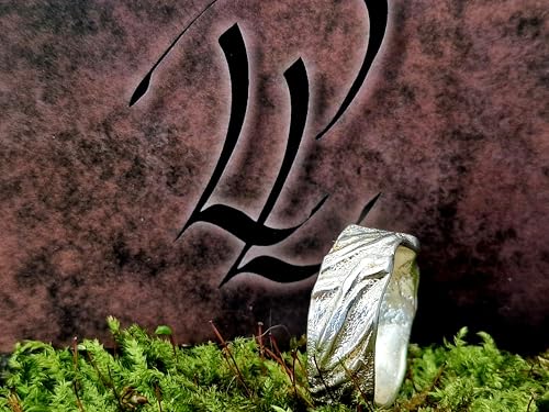 LeoLars-PABE 925er Silber Design Kraftring, Gr. 61 (19,5), glänzend, grobe Struktur, handgeschmiedet, Unisex, Unikat, Handarbeit