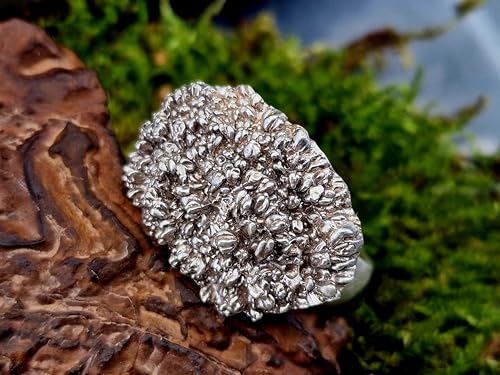 LeoLars-PABE Broccoli Design Ring aus 925er Silber, Gr. 60 (19,2), Ringschiene seidenmatt, massiv, abgeformt von echtem Broccoli, Vegetarier, Veganer, Unikat, Handarbeit, Unisex